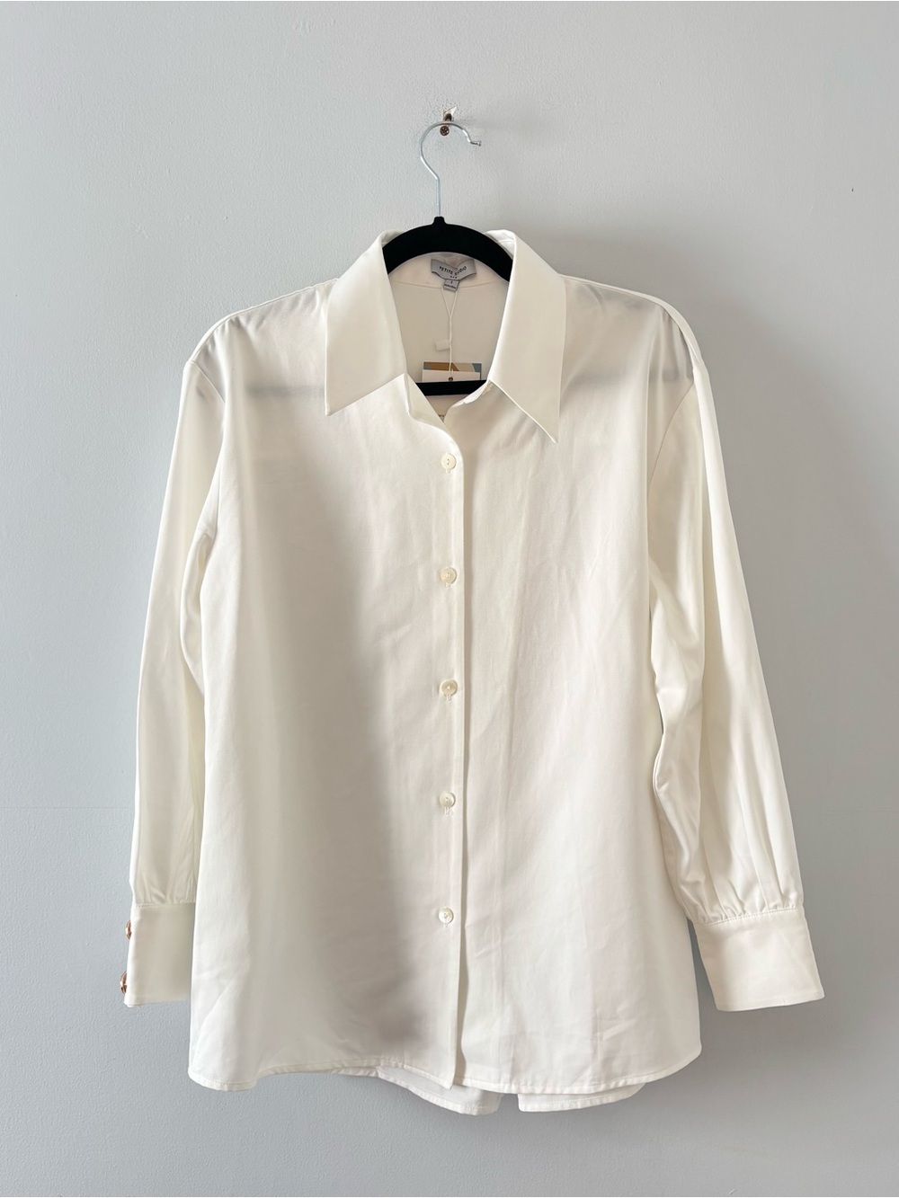Petite Studio NWT Valeria Blouse Ivory SuggyL Collab Back Pleats Puff Sleeves - Picture 3 of 8